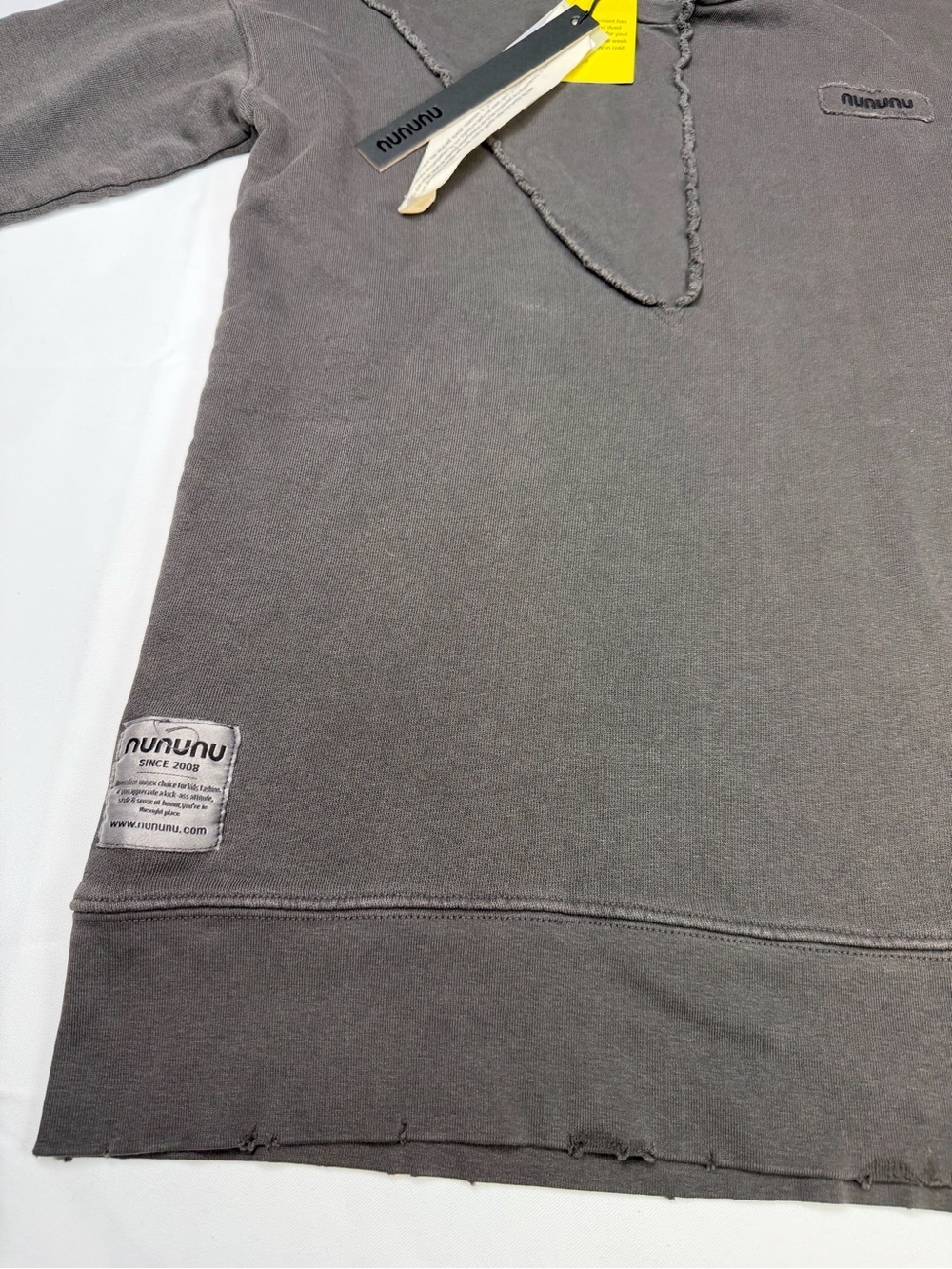 nununu Stone Washed Charcoal Distressed Crewneck Sweatshirt Tee  - 12-14 / NWT - Picture 4 of 16